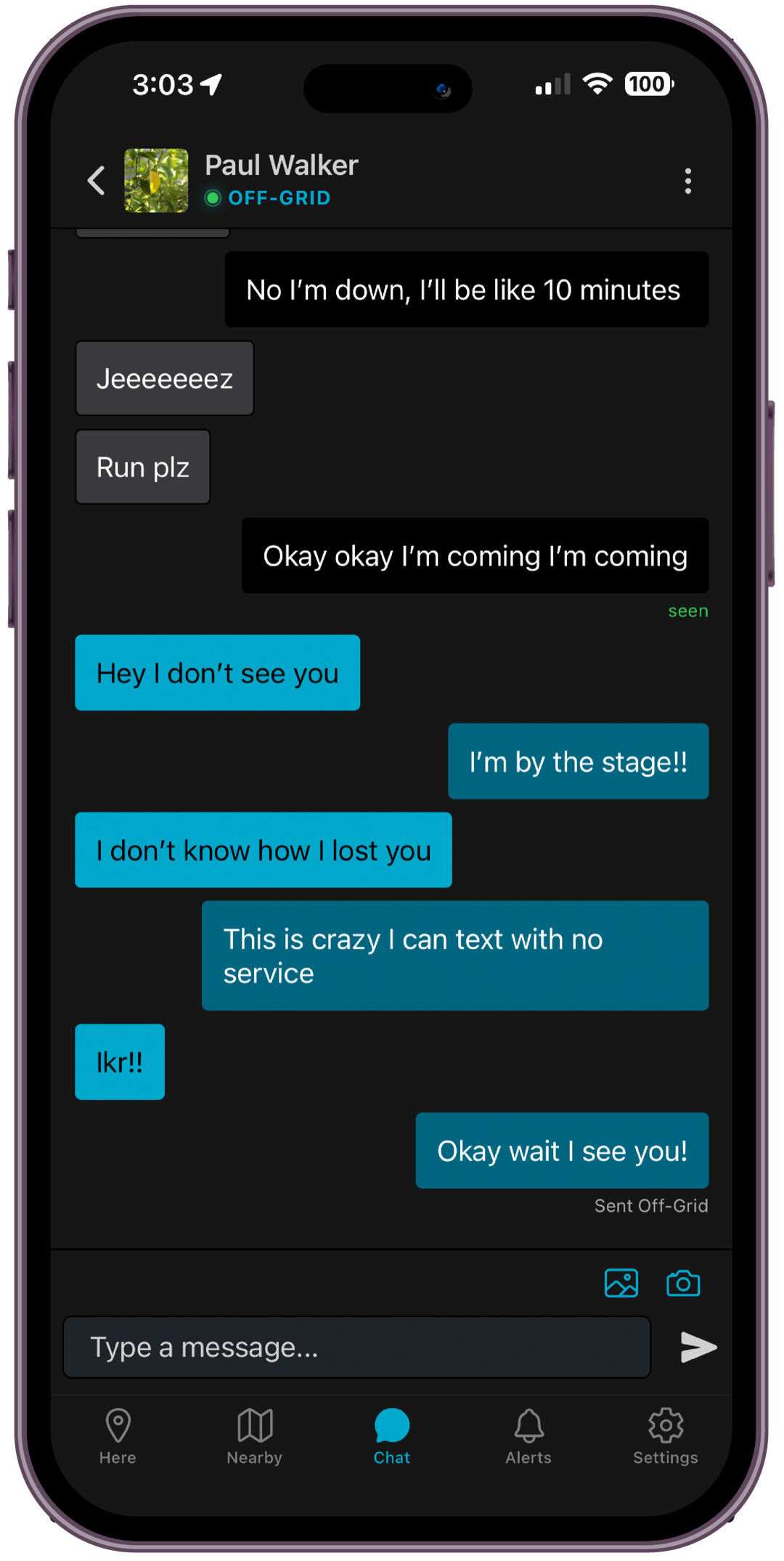 Off-Grid Bluetooth messaging on Grid